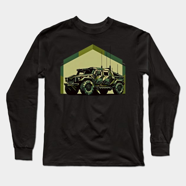 Tactical Geometric Rover | Armored Vehicle Tee Long Sleeve T-Shirt by Graphic Wonders Emporium